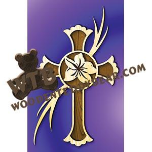 Single Lily Cross fretwork scroll saw pattern | The Wooden Teddy Bear
