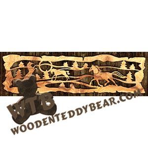 Large Rustic Wood Slab Wild Horses fretwork scroll saw pattern | The Wooden Teddy Bear