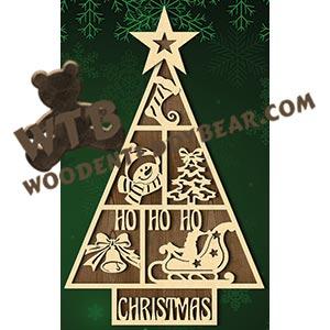 HoHoHo Christmas Tree fretwork scroll saw pattern | The Wooden Teddy Bear