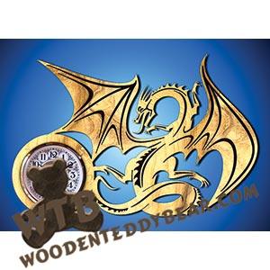 Flying Dragon Clock fretwork scroll saw pattern | The Wooden Teddy Bear