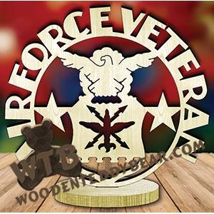 Air Force Veteran Freestanding Word Plaque fretwork scroll saw pattern | The Wooden Teddy Bear