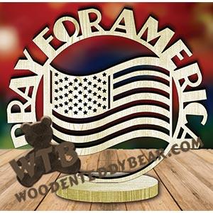 American Flag Freestanding Word Plaque fretwork scroll saw pattern | The Wooden Teddy Bear