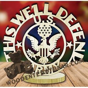 US Army #2 Freestanding Word Plaque fretwork scroll saw pattern | The Wooden Teddy Bear