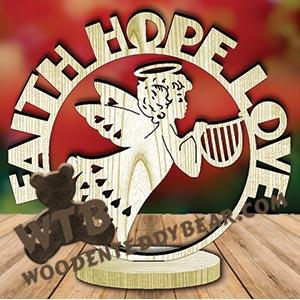 Faith Hope Love Freestanding Word Plaque fretwork scroll saw pattern | The Wooden Teddy Bear