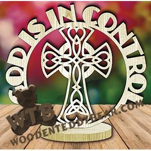 God Is In Control Freestanding Word Plaque fretwork scroll saw pattern | The Wooden Teddy Bear