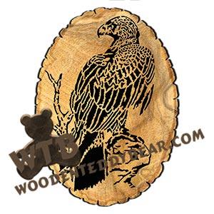 Eagle Oval Rustic Wood Slab fretwork scroll saw pattern | The Wooden Teddy Bear