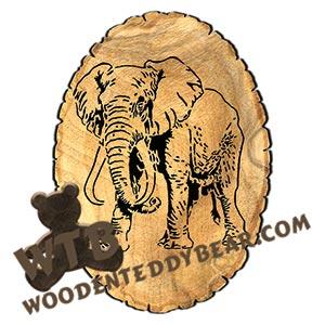 Elephant Oval Rustic Wood Slab fretwork scroll saw pattern | The Wooden Teddy Bear