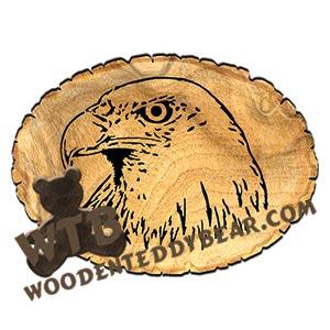 Eagle Head #2 Oval Rustic Wood Slab fretwork scroll saw pattern | The Wooden Teddy Bear