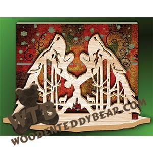 Howling Wolves Napkin Holder fretwork scroll saw pattern | The Wooden Teddy Bear