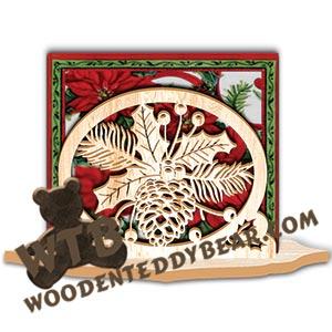 Pinecone & Holly Napkin Holder fretwork scroll saw pattern | The Wooden Teddy Bear