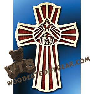 Teardrop Nativity Cross #1 fretwork scroll saw pattern | The Wooden Teddy Bear