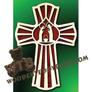 Teardrop Nativity Cross #2 fretwork scroll saw pattern | The Wooden Teddy Bear