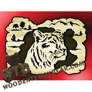 Lioness Rustic Wood Slab fretwork scroll saw pattern | The Wooden Teddy Bear