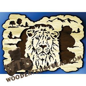 Male Lion Rustic Wood Slab fretwork scroll saw pattern | The Wooden Teddy Bear