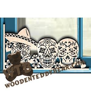 Day of the Dead Decorative Window Corner fretwork scroll saw pattern | The Wooden Teddy Bear