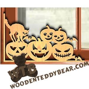 Halloween #2 Decorative Window Corner fretwork scroll saw pattern | The Wooden Teddy Bear