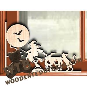 Halloween #3 Decorative Window Corner fretwork scroll saw pattern | The Wooden Teddy Bear