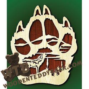 Wolf Paw #1 fretwork scroll saw pattern | The Wooden Teddy Bear