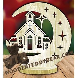 Church Freestanding Moon Plaque fretwork scroll saw pattern | The Wooden Teddy Bear