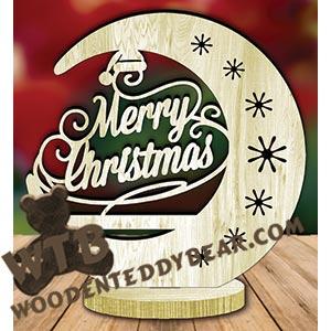 Merry Christmas Freestanding Moon Plaque fretwork scroll saw pattern | The Wooden Teddy Bear