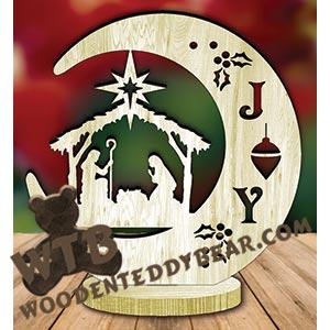 Nativity #1 Freestanding Moon Plaque fretwork scroll saw pattern | The Wooden Teddy Bear