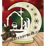 Nativity #2 Freestanding Moon Plaque fretwork scroll saw pattern | The Wooden Teddy Bear