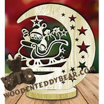 Santa Sleigh Freestanding Moon Plaque fretwork scroll saw pattern | The Wooden Teddy Bear