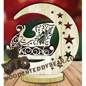 Sleigh Freestanding Moon Plaque fretwork scroll saw pattern | The Wooden Teddy Bear