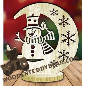 Snowman #1 Freestanding Moon Plaque fretwork scroll saw pattern | The Wooden Teddy Bear