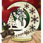 Snowman #2 Freestanding Moon Plaque fretwork scroll saw pattern | The Wooden Teddy Bear