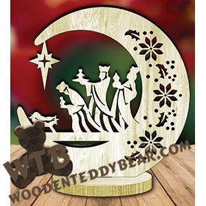 Wisemen Freestanding Moon Plaque fretwork scroll saw pattern | The Wooden Teddy Bear