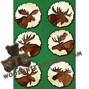 Moose Rustice Wood Slab Ornaments fretwork scroll saw pattern | The Wooden Teddy Bear