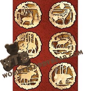 Wildlife Rustic Wood Slab Ornaments fretwork scroll saw pattern | The Wooden Teddy Bear