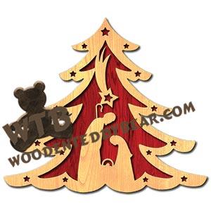 Nativity Tree fretwork scroll saw pattern | The Wooden Teddy Bear