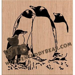 Gentoo Penguin Family fretwork scroll saw pattern |The Wooden Teddy Bear