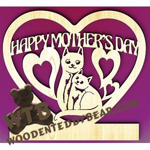 Mother's Day Kitties fretwork scroll saw pattern | The Wooden Teddy Bear