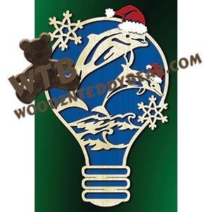 Christmas Dolphins In Light Bulb | Fretwork Scroll Saw Pattern | Wooden Teddy Bear