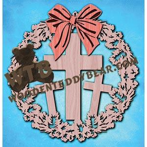 Crosses Wreath | Fretwork Scroll Saw Pattern | Wooden Teddy Bear