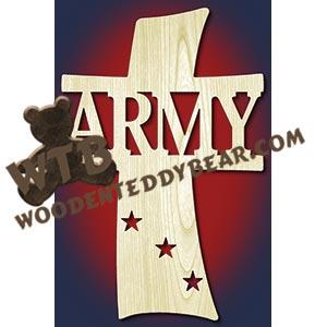 Curved Cross - Army | Fretwork Scroll Saw Pattern | Wooden Teddy Bear