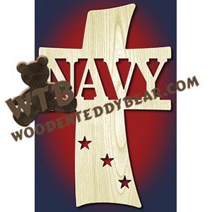 Curved Cross - Navy | Fretwork Scroll Saw Pattern | Wooden Teddy Bear