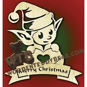 Elf With Banner | Fretwork Scroll Saw Pattern | Wooden Teddy Bear