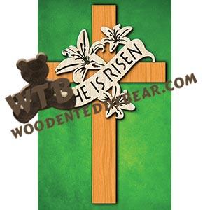 Easter Cross With Banner | Fretwork Scroll Saw Pattern | Wooden Teddy Bear