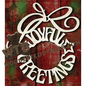 Joyful Greetings Wreath | Fretwork Scroll Saw Pattern | Wooden Teddy Bear