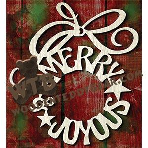 Merry Joyous Wreath | Fretwork Scroll Saw Pattern | Wooden Teddy Bear