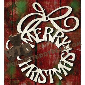 Merry Christmas Wreath | Fretwork Scroll Saw Pattern | Wooden Teddy Bear