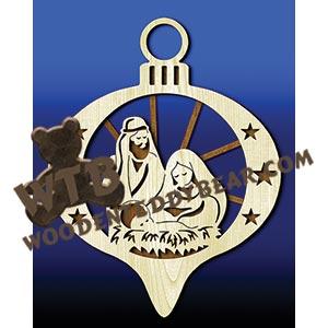 Nativity Bauble Plaque | Fretwork Scroll Saw Pattern | Wooden Teddy Bear