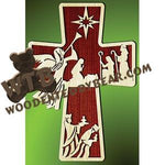 Nativity Cross | Fretwork Scroll Saw Pattern | Wooden Teddy Bear