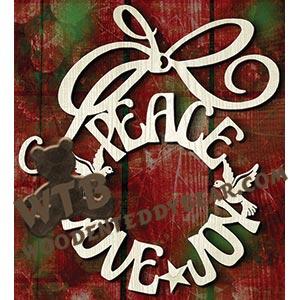 Peace Love Joy Wreath | Fretwork Scroll Saw Pattern | Wooden Teddy Bear