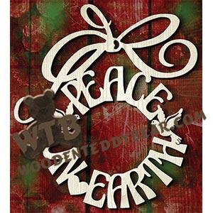 Peace On Earth Wreath | Fretwork Scroll Saw Pattern | Wooden Teddy Bear