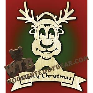 Reindeer With Banner | Fretwork Scroll Saw Pattern | Wooden Teddy Bear